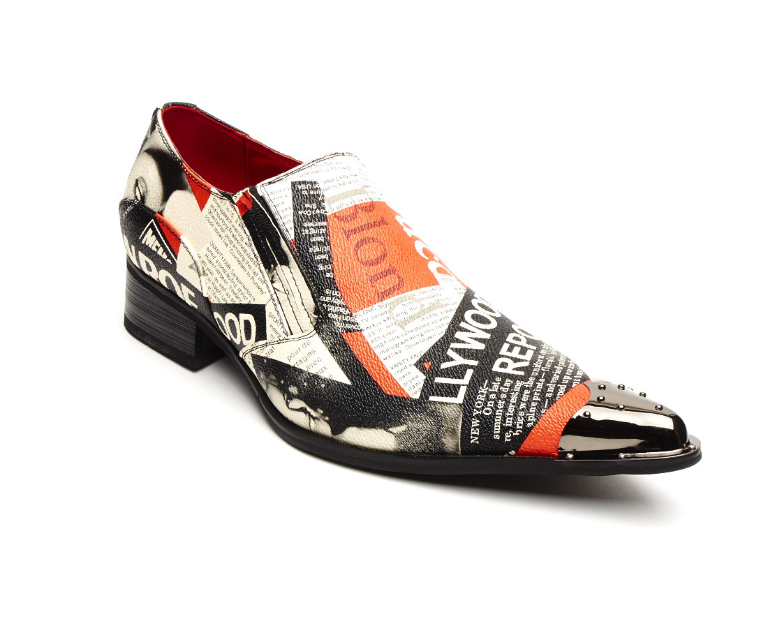 Mens Metal Toe Cowboy Western Pointed US Flag White Fancy Riding Shoes Slip On 
